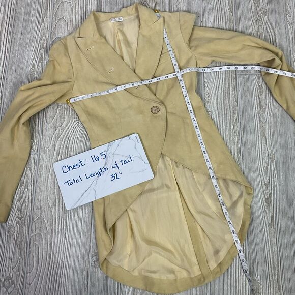 Brunello Cucinelli Vera Pelle Asymmetric Draped Leather Blazer Jacket Italian Si - Picture 11 of 14